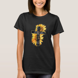 T-shirt Retro Us Drapeau Tournesol Jésus Croix Foi Christi