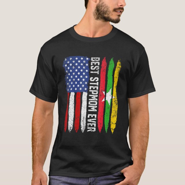 T-shirt Retro Us Myanmar Drapeau Meilleur Stepmere Ever Mè (Devant)