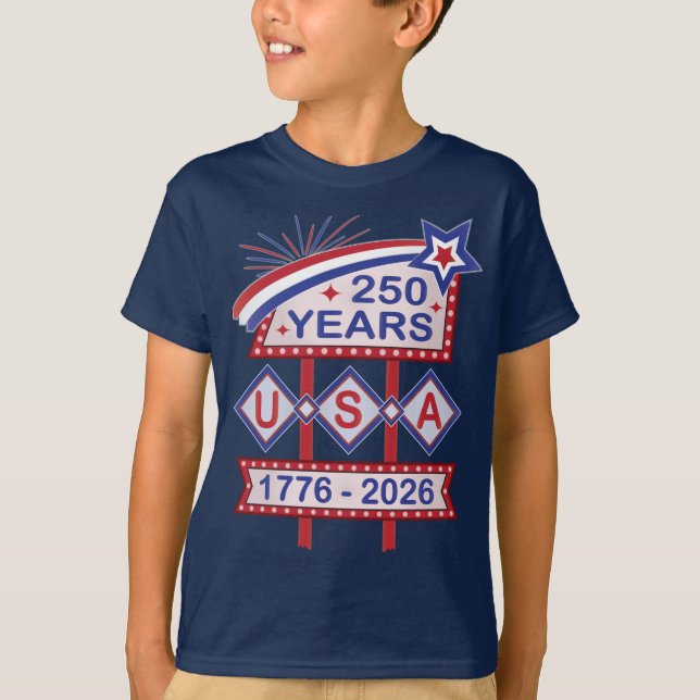 T-shirt Retro USA 250th Anniversary Marquee Sign 1776-2026 (Devant)