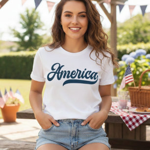 T-shirt Retro USA Amérique dans la marine décorative Scrip