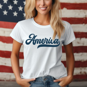 T-shirt Retro USA Amérique dans la marine décorative Scrip
