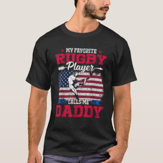 T-shirt Retro USA Drapeau Joueur de rugby me appelle papa 