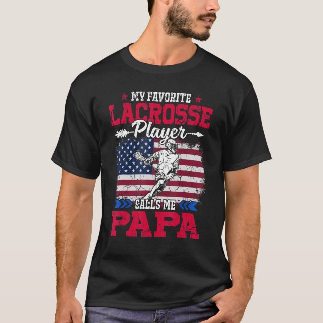 T-shirt Retro Usa Drapeau Lacrosse Player Me Appelle Papa  (Devant)