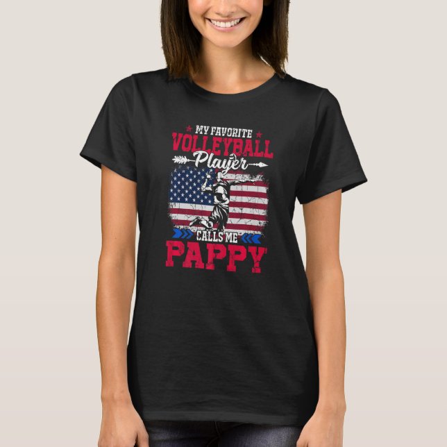 T-shirt Retro Usa Drapeau Volleyball Player Me Appelle Pap (Devant)