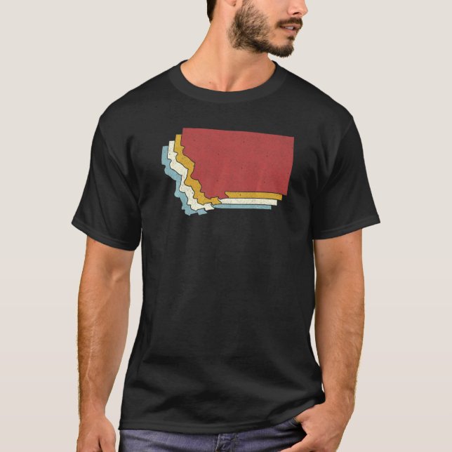 T-shirt Retro USA State  Vintage Map Montana (Devant)