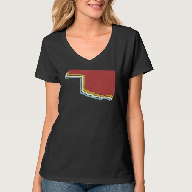 T-shirt Retro USA State   Vintage Map Oklahoma (Devant)