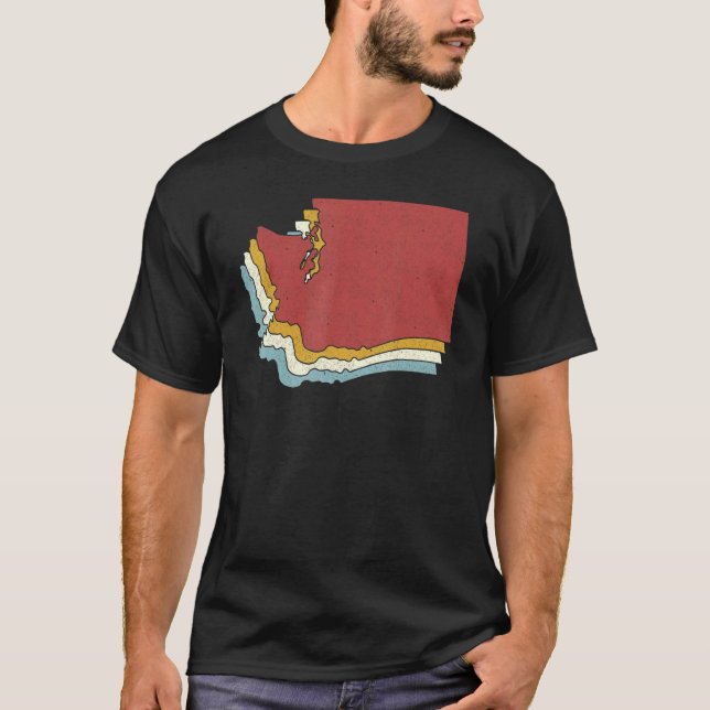 T-shirt Retro USA State   Vintage Map Washington (Devant)