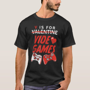 T-shirt Retro V est pour Jeux Vidéos Valentine's Day Gamer