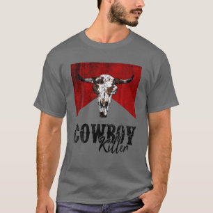 T-shirt Retro Vache Crâne Cowboy Tueur Western Pays Chouet