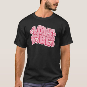 T-shirt Retro Valentine's Day Love Vibes Happy Face Rose H