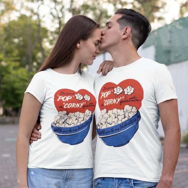 T-shirt Retro Valentines Day, Popcorn Pop a Corny Question (Créateur téléchargé)
