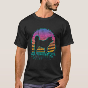 T-shirt Rétro Vaporwave Akita Chien éleveur Canet Animaux