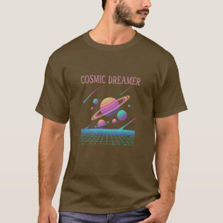 T-shirt Retro Vaporwave Planets Synthwave