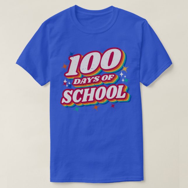 T-shirt Rétro Vintage 100 jours d'école (Design devant)