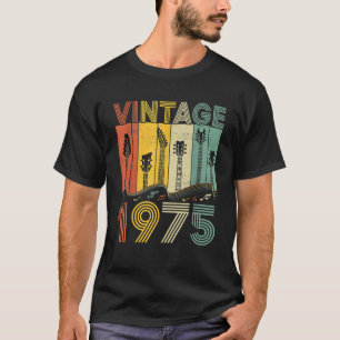 T-shirt Retro Vintage 1975 Guitariste 1975 Anniversaire Gu