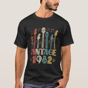 T-shirt Retro Vintage 1982 Guitar Lover 1982 Anniversaire