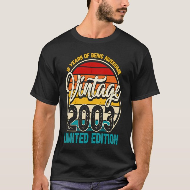 T-shirt Retro Vintage 2003 18e anniversaire (Devant)