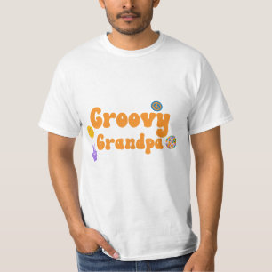 T-shirt Retro Vintage 70's Super Grand-pa Orange Hippie