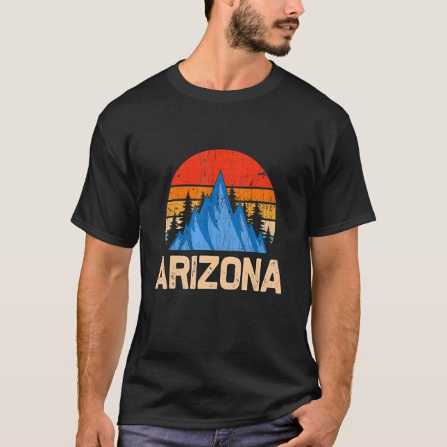 T-shirt Rétro Vintage Arizona Montagnes Nature Randonnées  (Devant)