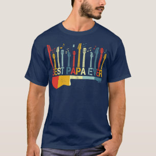 T-shirt Retro Vintage Best Papa Ever Guitare Lover Guitare