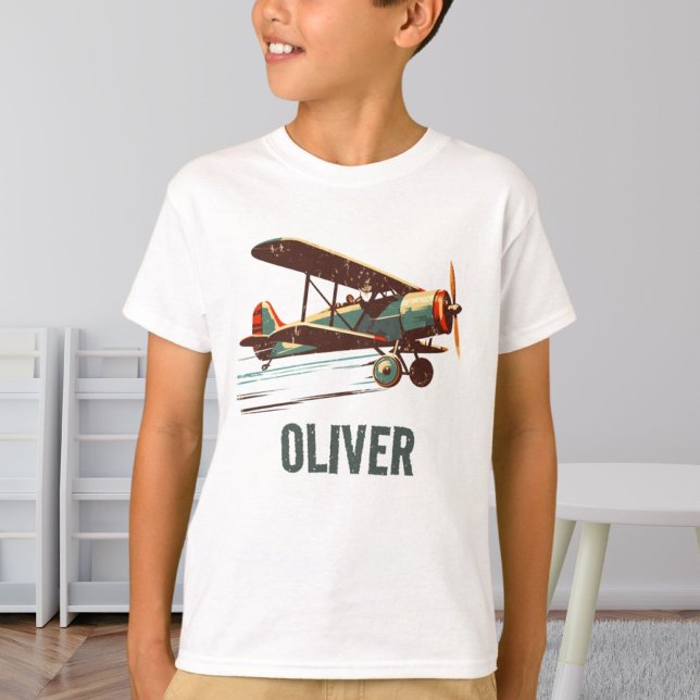 T-shirt Retro Vintage Biplane Personnalisé (Créateur téléchargé)