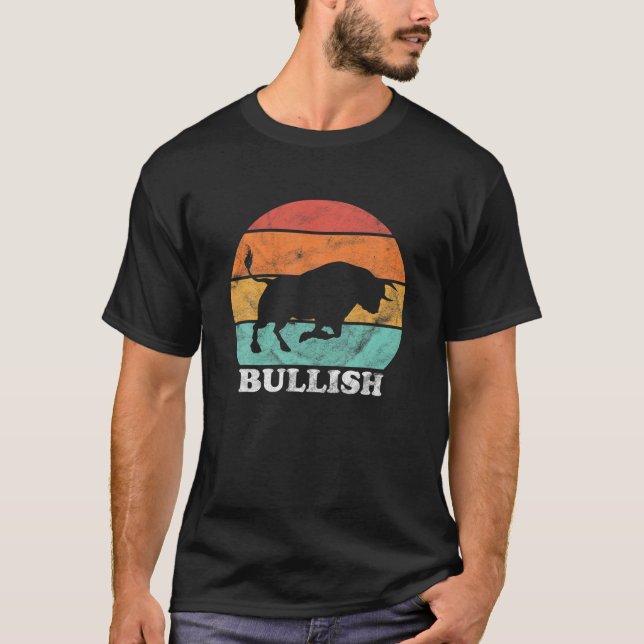 T-shirt Retro Vintage Bullish Stock marché (Devant)