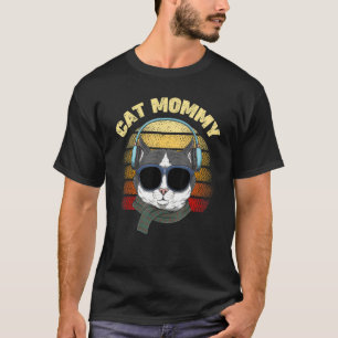 T-shirt Retro Vintage Chat Mommy Kitty Musique Maman Mère