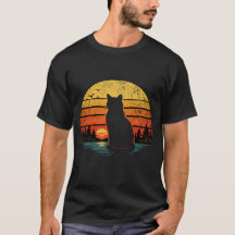 Rétro Vintage Chats Coucher de Soleil 80s
