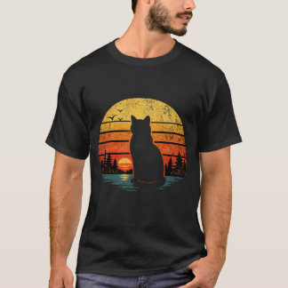T-shirt Rétro Vintage Chats Coucher de Soleil 80s