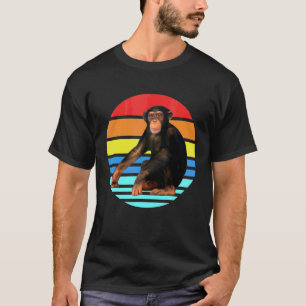 T-shirt Retro Vintage Chimpanzé Singe Forêt Sauvage Animal