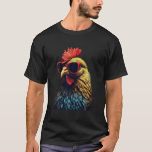 T-shirt Retro Vintage Cool de poulet Rooster portant le gl