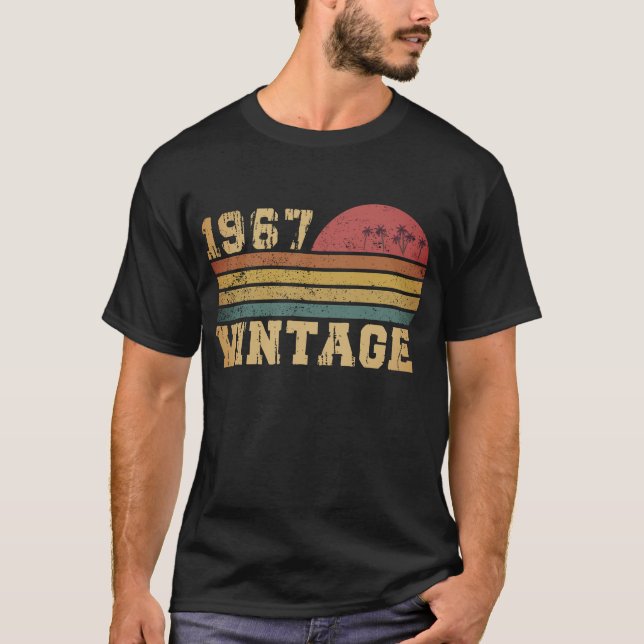 T-shirt Rétro Vintage Coucher de soleil Anniversaire 1967 (Devant)