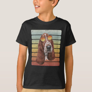 T-shirt Rétro Vintage Coucher de soleil Basset Hound Maman