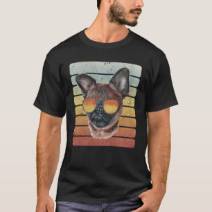 T-shirt Rétro Vintage Coucher de soleil Griffon Bruxellois