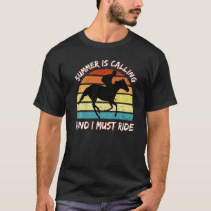 T-shirt Rétro Vintage Course de Chevaux L'Été Appelle Et J