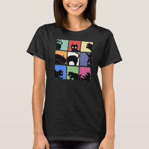T-shirt Retro Vintage Curious Chat Mat Chats Maman Papa
