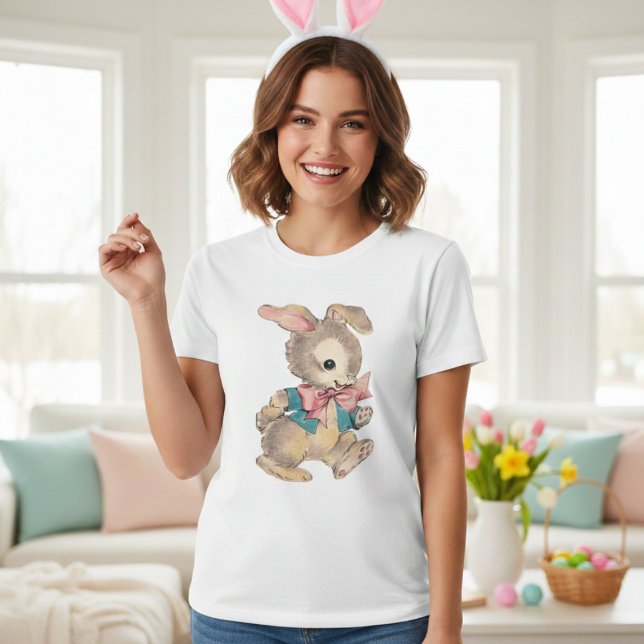 T-shirt Retro Vintage Cute Bunny (Retro Vintage Cute Bunny T-Shirt)
