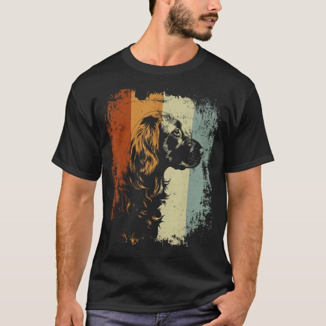 T-shirt Retro Vintage Design English Setter Dog (Devant)