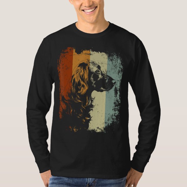 T-shirt Retro Vintage Design English Setter Dog (Devant)