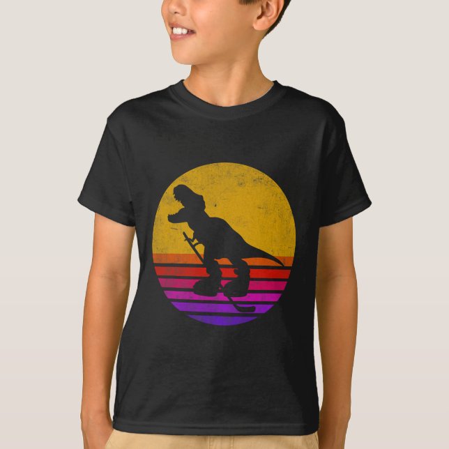 T-shirt Retro Vintage Dinosaur Ice Hockey Dinosaur  (Devant)