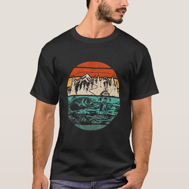 T-shirt Retro Vintage fly fishing (Devant)