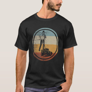 T-shirt Retro Vintage Gardener Métrage De La Pelouse Jardi