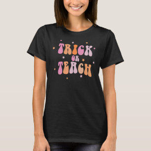 T-shirt Rétro Vintage Groovy Trick Or Teach Halloween Teac