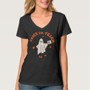 T-shirt Rétro Vintage Groovy Trick Or Teach Halloween Teac