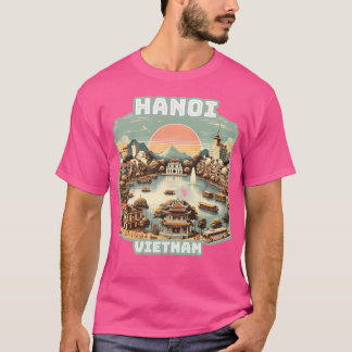 T-shirt Retro Vintage Hanoi Vietnam Skyline