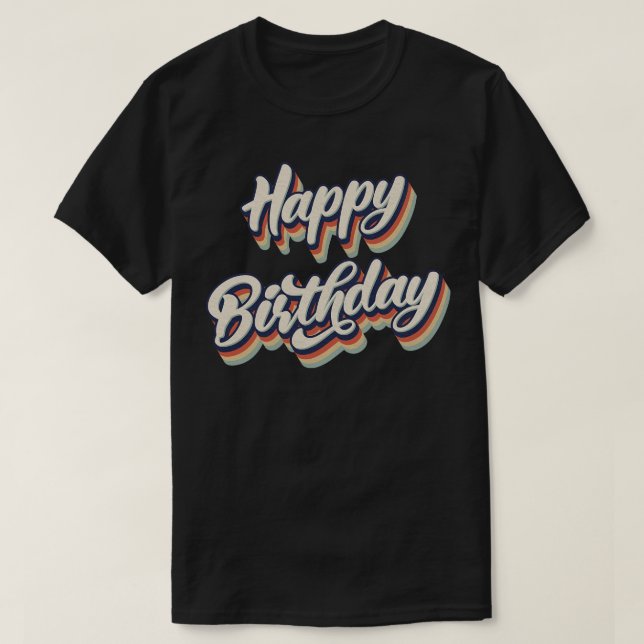 T-shirt Retro Vintage Joyeux anniversaire (Design devant)