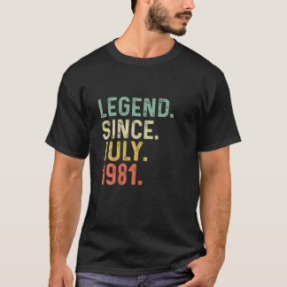 T-shirt Retro Vintage Legend Epic Depuis Juillet 1981 40Th