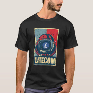 T-shirt Rétro Vintage Litecoin LTC À L'Astronaut Lune M