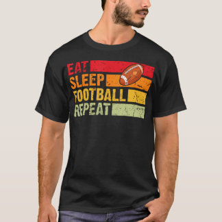 T-shirt Rétro Vintage Manger Dormir Football Répéter Sport