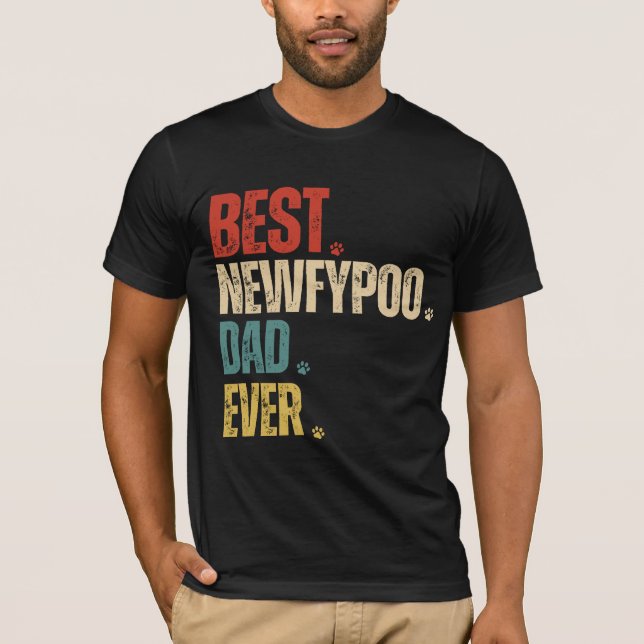 T-shirt Retro vintage Meilleur Newfypoo Papa Jamais grunge (Devant)